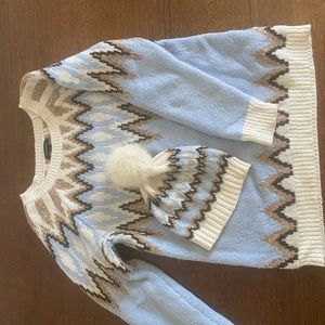 Lands’ End fair isle wool sweater and hat